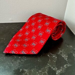 Nebraska Cornhuskers Red 100% Silk Tie NCAA Huskers Logo Pattern